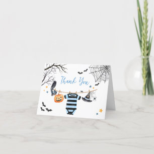 Boy Little Boo Halloween Pumpkin Baby shower Bedankkaart