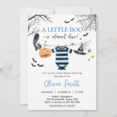 Boy Little Boo Halloween Pumpkin Baby shower Kaart (Voorkant)