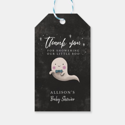 Boy Little Boo Theme Baby shower Dank u Cadeaulabel (Voorkant)
