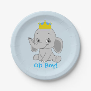 Boy Little Elephant baby shower Papieren Bordje