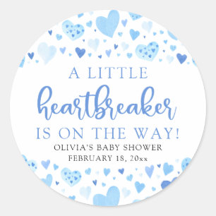 Boy Little Heartbreaker Blue Valentijn Baby shower Ronde Sticker