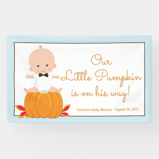 Boy Little Pumpkin Baby shower Banner (Horizontaal)