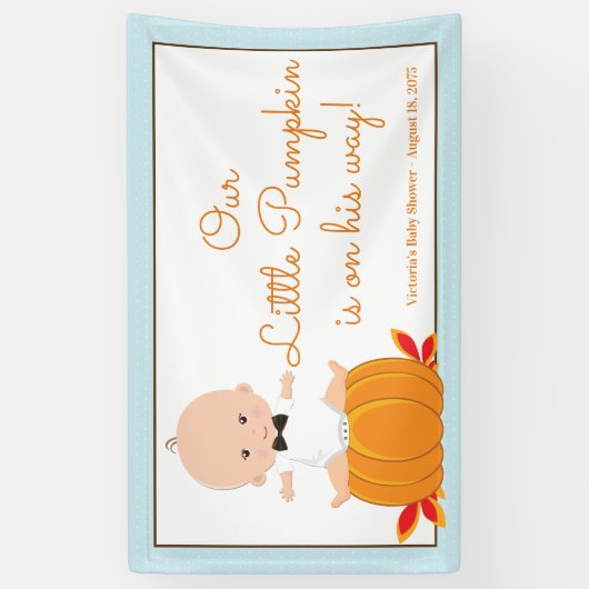 Boy Little Pumpkin Baby shower Banner (Verticaal)