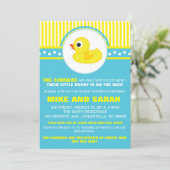 Boy Little Rubber Ducky Baby shower Invitation Kaart (Staand voorkant)