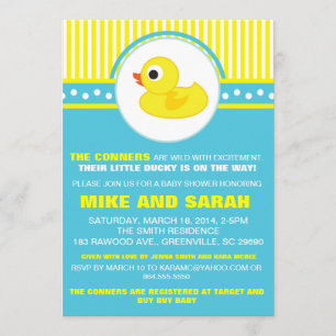 Boy Little Rubber Ducky Baby shower Invitation Kaart