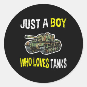 Boy Loves Tanks Shirt WW2 Memorabilia Tweede Werel Ronde Sticker
