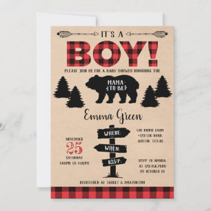 Boy Lumberjack Baby shower Kaart