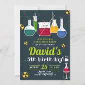 Boy Mad Scientist Waarschuwing Verjaardagsfeest Kaart (Voorkant)