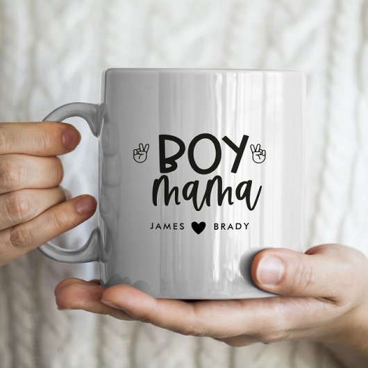 "Boy Mama" Gepersonaliseerde Moederdag 2 kinder na Koffiemok