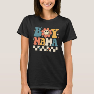 Boy Mama Happy Mother s Day Groovy Retro Best Mom  T-shirt