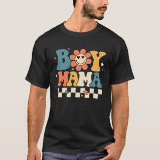 Boy Mama Happy Mother s Day Groovy Retro Best Mom  T-shirt