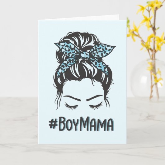 Boy Mama Messy Bun Boy Mam Gifts Kaart (Gele Bloem)