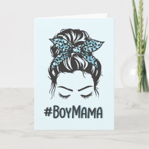 Boy Mama Messy Bun Boy Mam Gifts Kaart