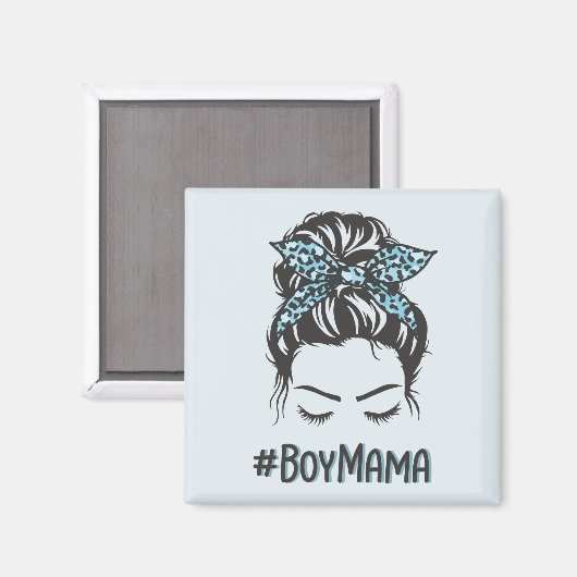 Boy Mama Messy Bun Boy Mam Gifts Magneet (Voorkant / Achterkant)