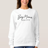 Boy Mama Script Est Year Elegant Motherhood Text Trui (Voorkant)