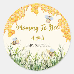 Boy Mama to Bee Schattige Bumblebee Floral Baby sh Ronde Sticker
