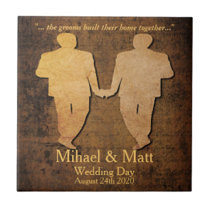 Boy Meets Boy Gay Wedding Gift Tegel voor bruidego Tegeltje