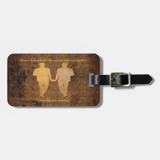 Boy Meets Boy Grooms Gay Wedding Gift Bagagelabel (Voorkant horizontaal)