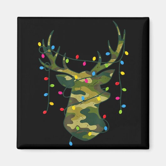 Boy Men Camo Deer Hunting Christmas Light Pajama P Magneet (Voorkant)