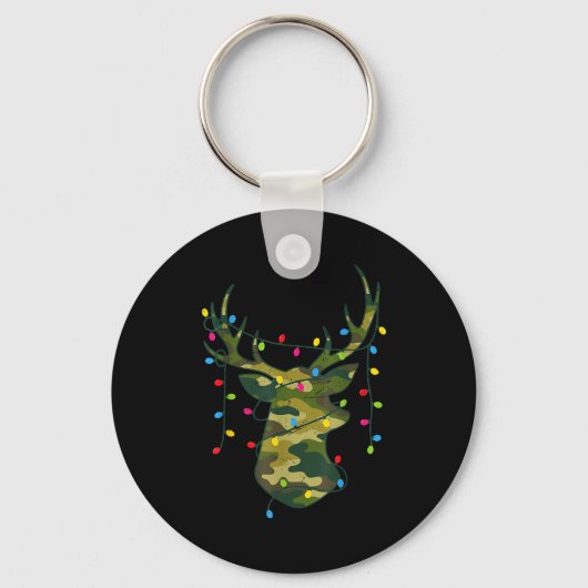 Boy Men Camo Deer Hunting Christmas Light Pajama P Sleutelhanger (Voorkant)