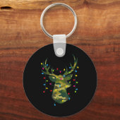 Boy Men Camo Deer Hunting Christmas Light Pajama P Sleutelhanger (Voorkant)