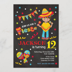 Boy Mexican Fiesta Birthday Invitation Chalkboard Kaart