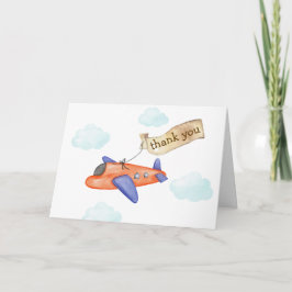 Boy Minimal Aviator Airplane Baby Shower  Bedankkaart