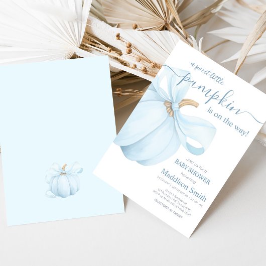 Boy Minimalist Little Pumpkin Baby Shower Kaart