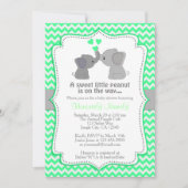 Boy Mint Elephant Baby Shower Uitnodigingen Chev 3 (Voorkant)