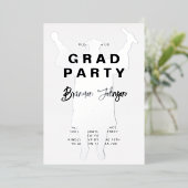 Boy Modern Black Silver Graduation Party Folie Uitnodiging (Staand Voorkant)