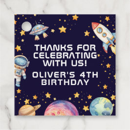 Boy Modern Space Rocket Ship Verjaardagsfeest Favo Bedankjes Labels