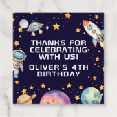Boy Modern Space Rocket Ship Verjaardagsfeest Favo Bedankjes Labels (Voorkant)