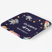 Boy Modern Space Rocket Ship Verjaardagsfeestje Papieren Bordje (Gebogen)