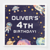 Boy Modern Space Rocket Ship Verjaardagsfeestje Servet (Voorkant)