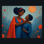 Boy, Mom, and Happiness Perfect Poster<br><div class="desc">A boy and his mother in a garden this digital art AI displays the joy and happiness a mother and her son have in each other's presence. This brilliantly bright blue and orange colors is very expressive and will show up brilliantly on any wall in your home, Office, or even...</div>