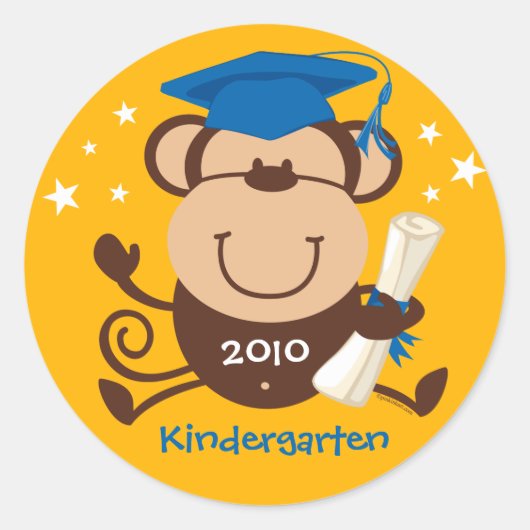 Boy Monkey Afstuderen op maat Ronde Sticker (Voorkant)