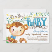 Boy Monkey Baby shower uitnodiging (Voorkant)