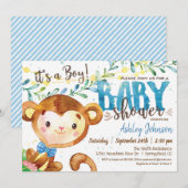 Boy Monkey Baby shower uitnodiging (Voorkant / Achterkant)