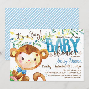 Boy Monkey Baby shower-uitnodiging Kaart