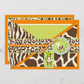 Boy Monkey Oerwoud Safari Baby shower Kaart (Voorkant / Achterkant)