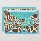 Boy Monkey Oerwoud Safari Baby shower Kaart (Voorkant / Achterkant)