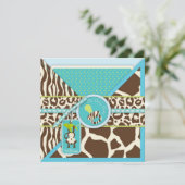 Boy Monkey Oerwoud Safari Baby shower Kaart (Staand voorkant)