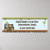 Boy MONKEY Oerwoud Safari Wieg Baby shower Banner  Poster (Voorkant)