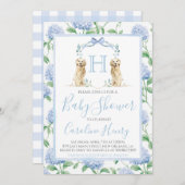 Boy Monogram Baby shower Southern Blue Dog Kaart (Voorkant / Achterkant)