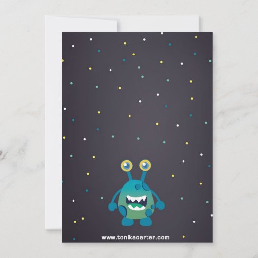 Boy Monster Baby shower Uitnodiging (Achterkant)