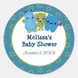 BOY MONSTER Peek a Boo Baby shower blanco PABC #2 Ronde Sticker