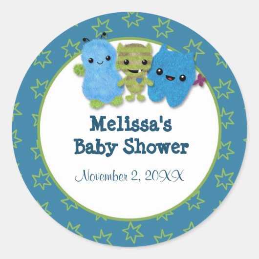 BOY MONSTER Peek a Boo Baby shower blanco PABC #2 Ronde Sticker (Voorkant)