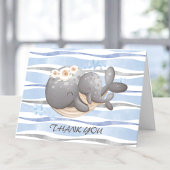Boy Nautical Whale Baby shower bedankje Bedankkaart