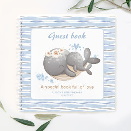 Boy Nautical Whale Baby shower Gastenboek Notitieboek