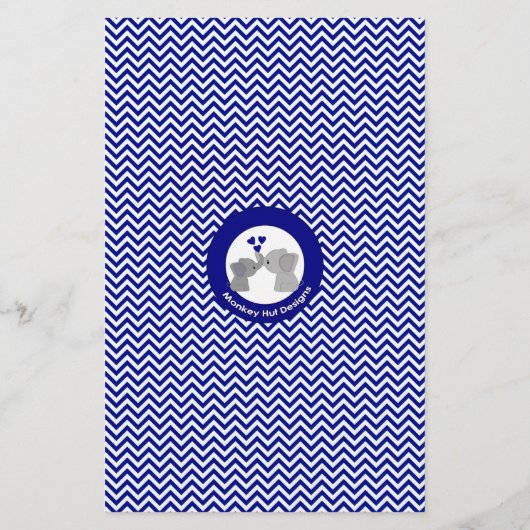 Boy Navy Elephant Baby shower BINGO Game Chev 366 Flyer (Achterkant)
